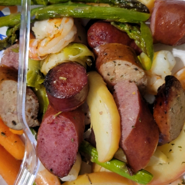 Sheet Pan Smoked Sausage, Apple, and Root Veggie Dinner