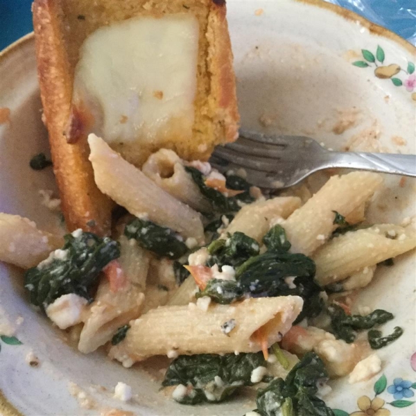 Mostaccioli with Spinach and Feta