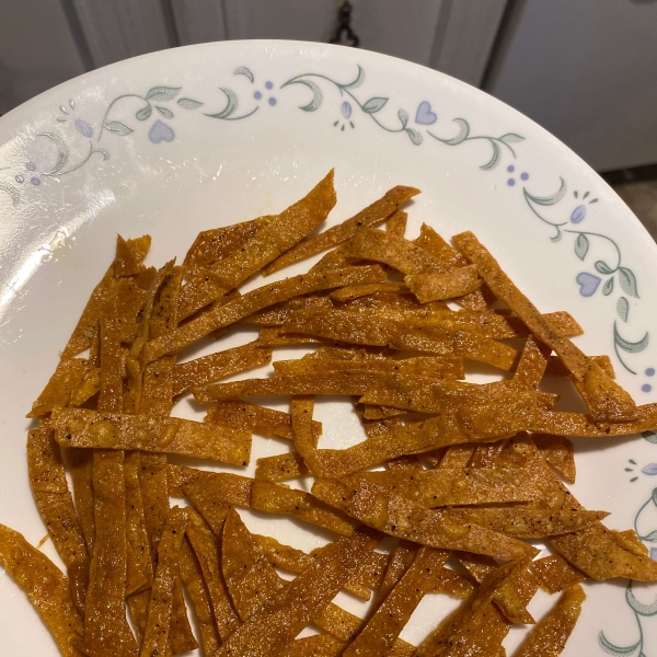 Baked Corn Tortilla Strips for Mexican Soups