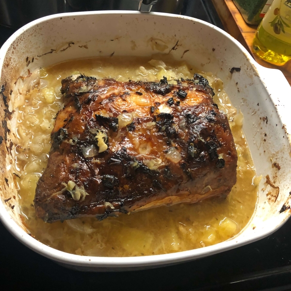 Pork Loin, Apples, and Sauerkraut