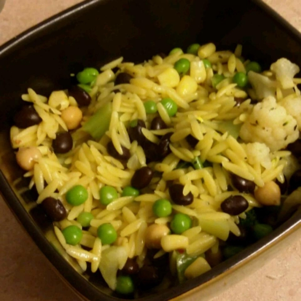 Seasoned Orzo and Black Beans