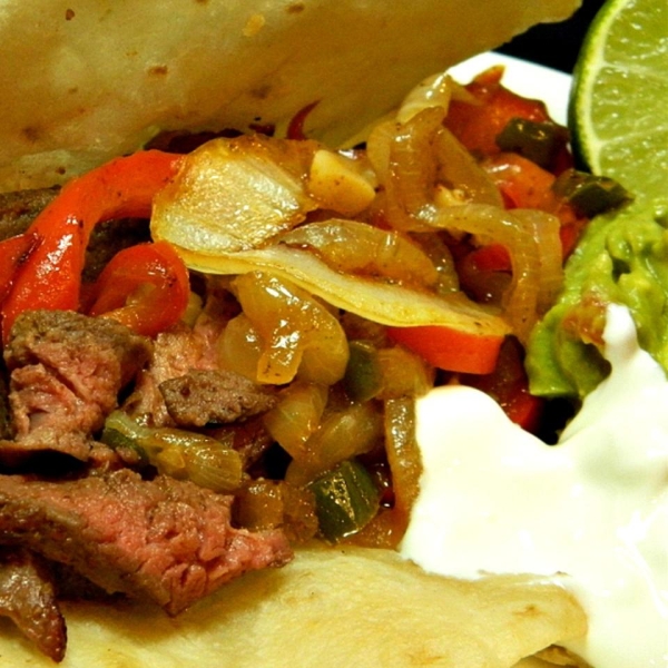 Bison Fajitas with Guacamole Salad