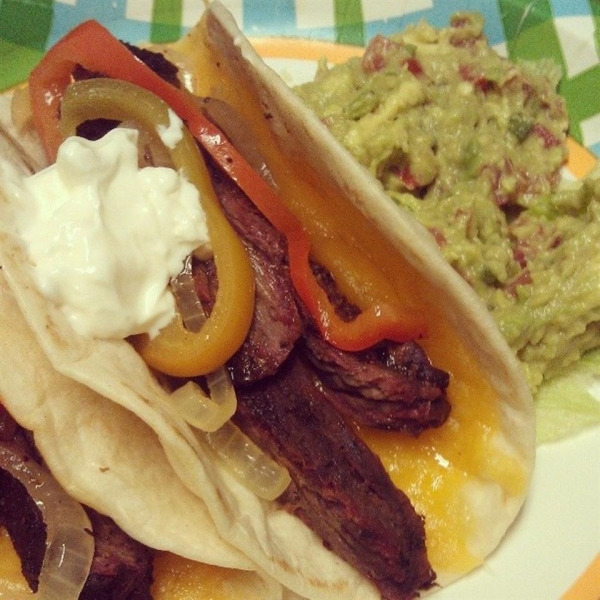 Bison Fajitas with Guacamole Salad