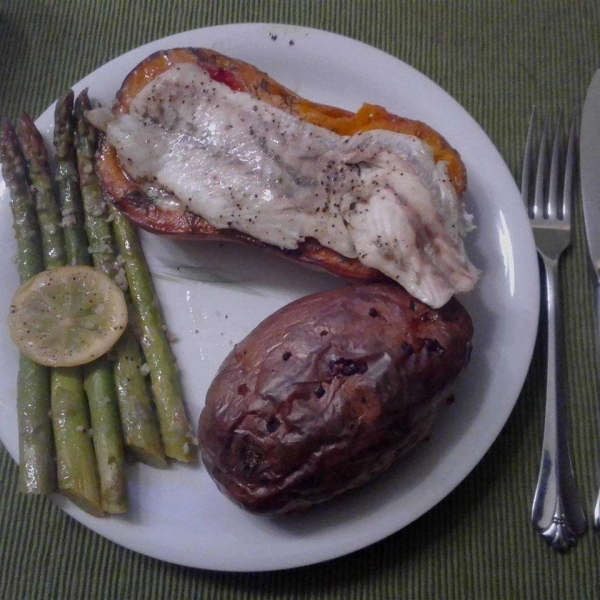 Butternut Squash and Trout Bake with Fresh Salsa