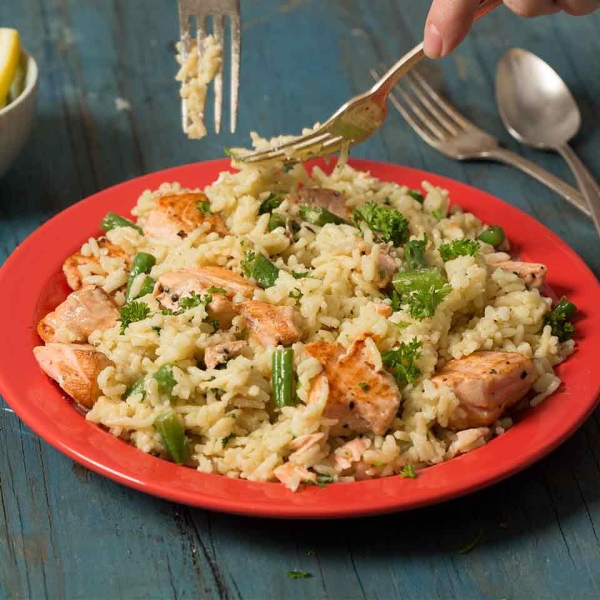 Salmon Scampi and Rice