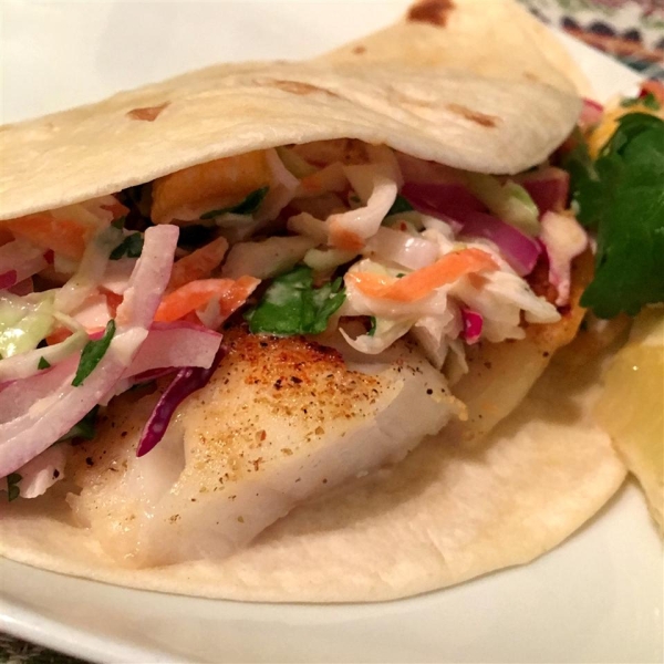 Easy Fish Tacos with Mango-Pineapple Slaw