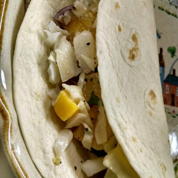 Easy Fish Tacos with Mango-Pineapple Slaw