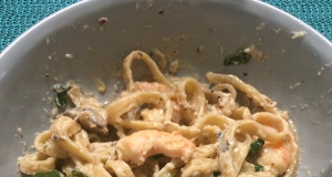Shrimp and Portobello Mushroom Fettuccine
