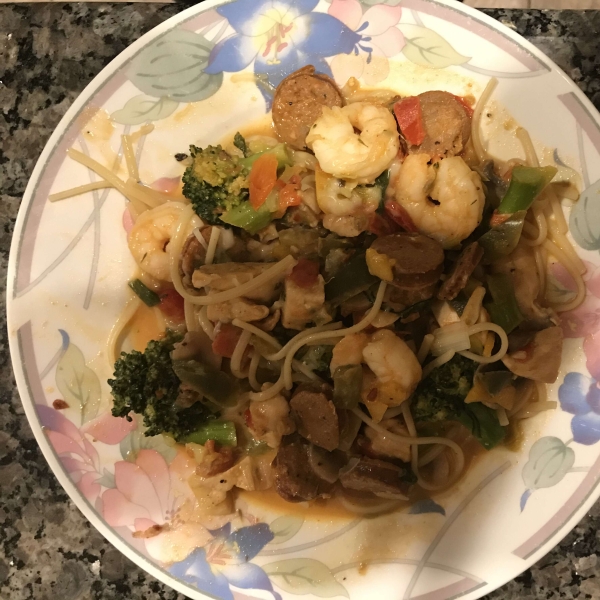 Cajun Chicken, Shrimp, and Sausage Pasta