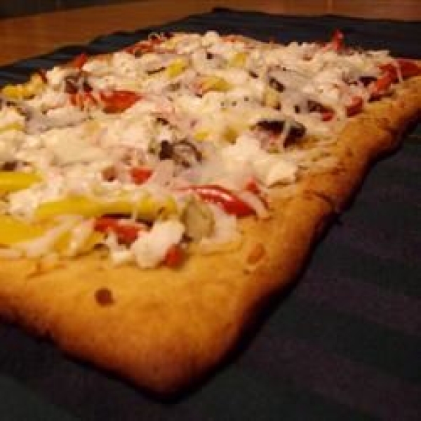 Portobello Mushroom, Fresh Peppers and Goat Cheese Pizza