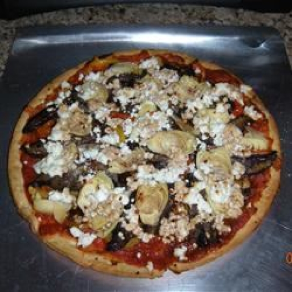 Portobello Mushroom, Fresh Peppers and Goat Cheese Pizza