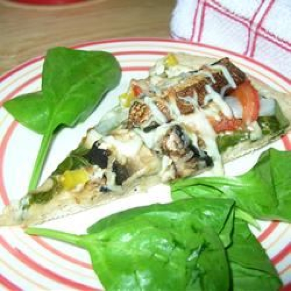 Portobello Mushroom, Fresh Peppers and Goat Cheese Pizza