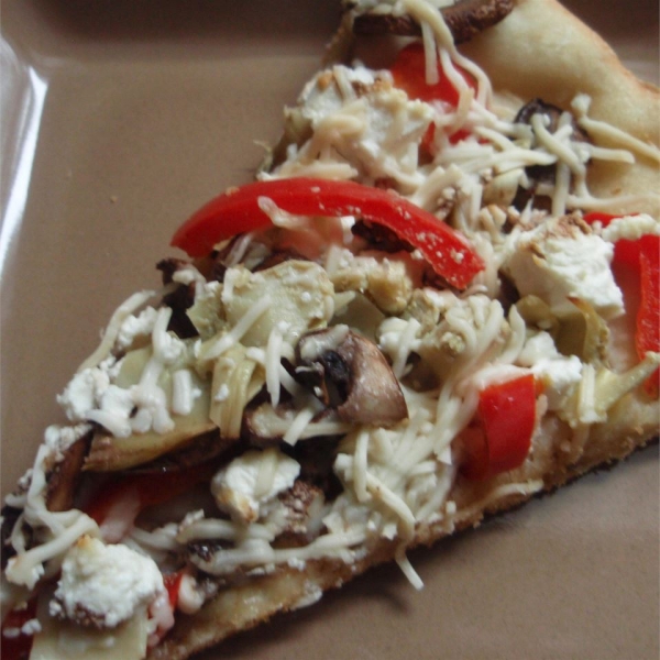 Portobello Mushroom, Fresh Peppers and Goat Cheese Pizza