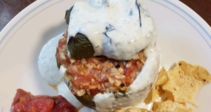 Chorizo-Stuffed Peppers with Green Chile Ranchero Sauce