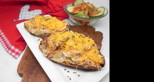 Chicken-Bacon-Ranch-Stuffed Baked Potatoes