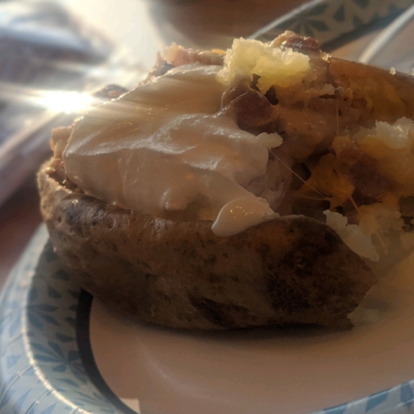 Chicken-Bacon-Ranch-Stuffed Baked Potatoes