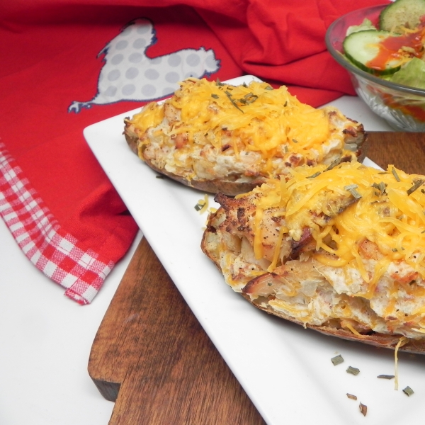 Chicken-Bacon-Ranch-Stuffed Baked Potatoes