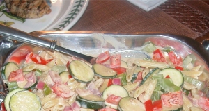 Pasta With Veggies In a Tahini and Yogurt Sauce