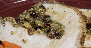 Herb Salted Pork Loin with Dried Fruit & Pistachio Stuffing