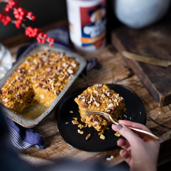 Pumpkin Apple Pecan Baked Oatmeal