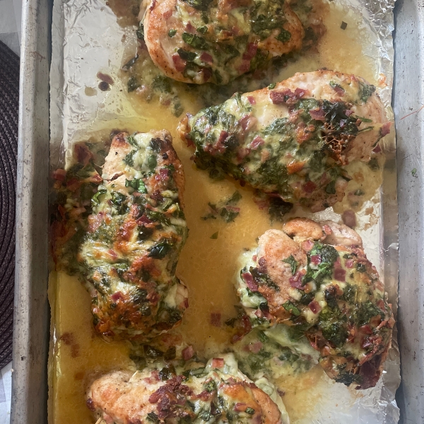 Chicken Breast Stuffed with Spinach Blue Cheese and Bacon