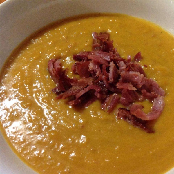 Roasted Butternut Squash and Sweet Potato Bisque with Smoked Applewood Bacon