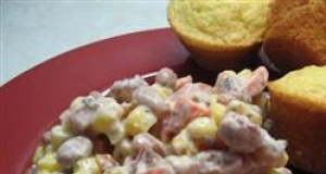 Spicy Creamy Cajun Ham and Black Eyed Peas Salad