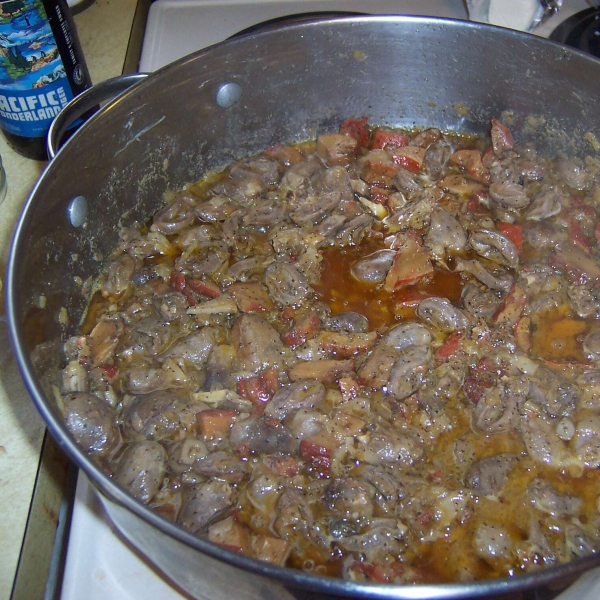 Chicken Hearts with Mushrooms