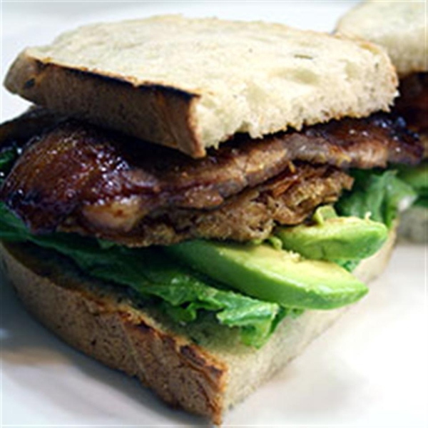 Grilled Pork Belly BLT with Fried Tomatoes and Avocado