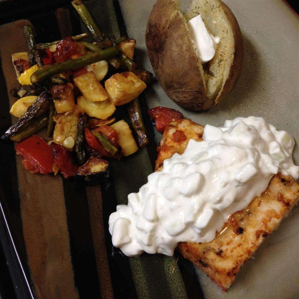 Grilled Swordfish Steaks with Cucumber Sauce