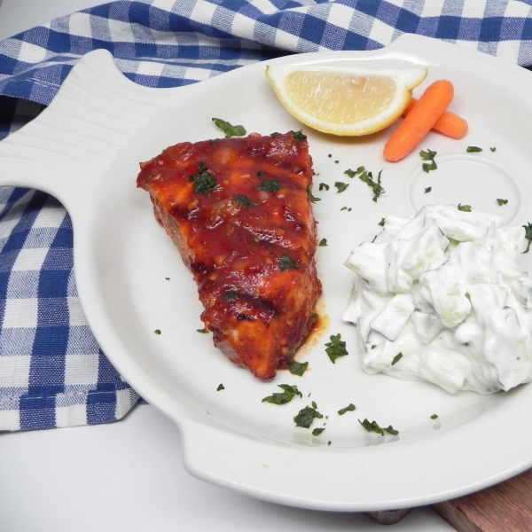 Grilled Swordfish Steaks with Cucumber Sauce