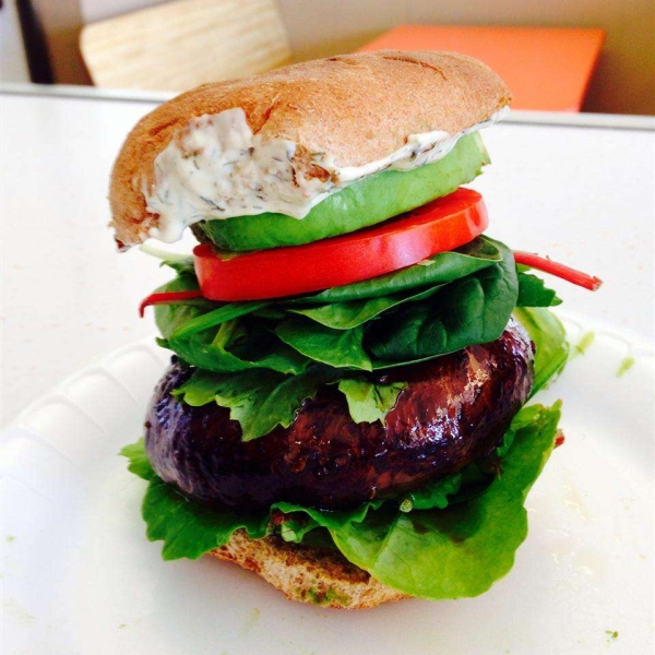 Grilled Portobello with Basil Mayonnaise Sandwich