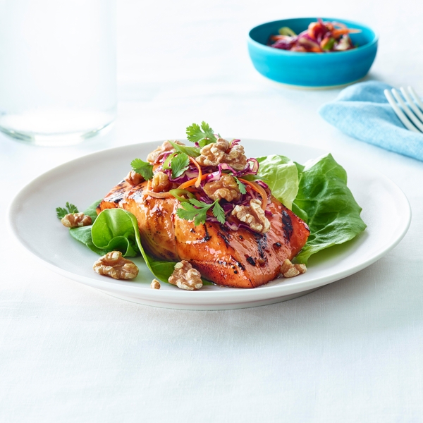 Salmon with Asian Walnut Slaw