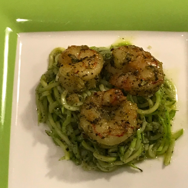 Grilled Shrimp over Zucchini Noodles