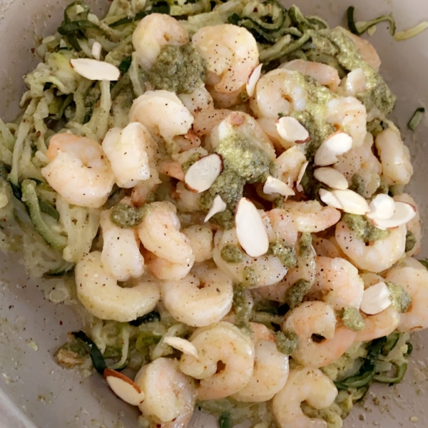 Grilled Shrimp over Zucchini Noodles