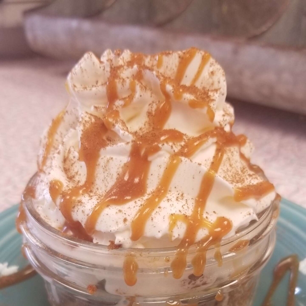 Pumpkin Bread Pudding with Caramel Rum Sauce