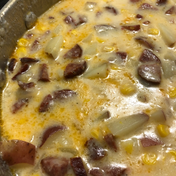 New Orleans Corn Bisque with Smoked Sausage