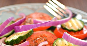 Crispy Cucumbers and Tomatoes in Dill Dressing