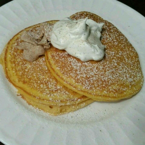 Pumpkin Pancakes with Nutmeg Whipped Cream
