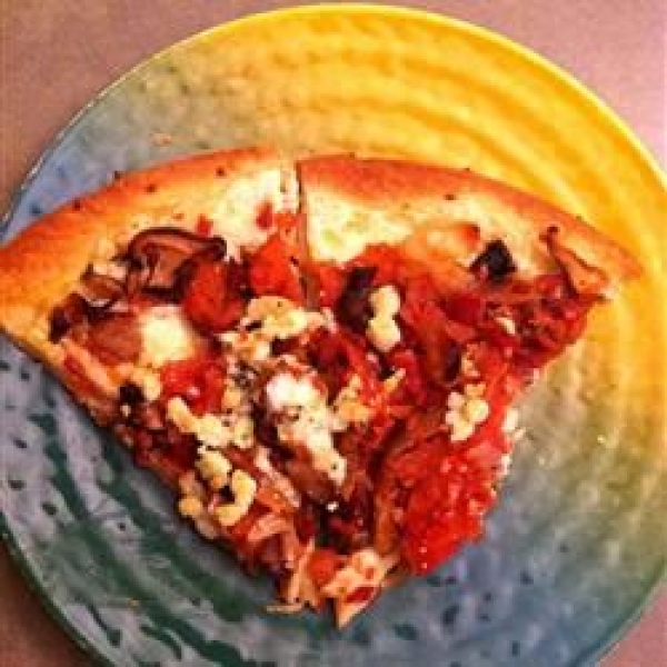 Thin-Crust Pizza with Roasted Mushrooms and Smoked Bacon