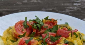 Zucchini with Pumpkin Blossom Cream Sauce and Tomatoes