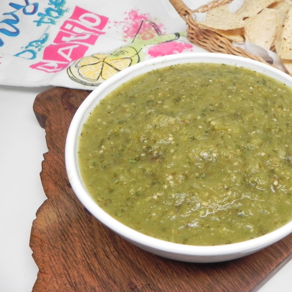 Three Chile Dry Roasted Tomatillo Salsa