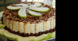 Savory Blue Cheese Cheesecake with Cherry Pear Compote and Cherry Balsamic Glaze