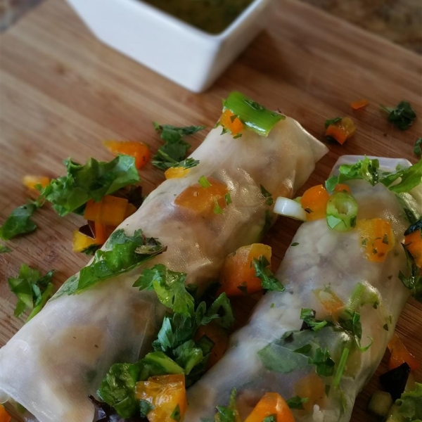 Veggie Spring Rolls with Thai Mango Dipping Sauce