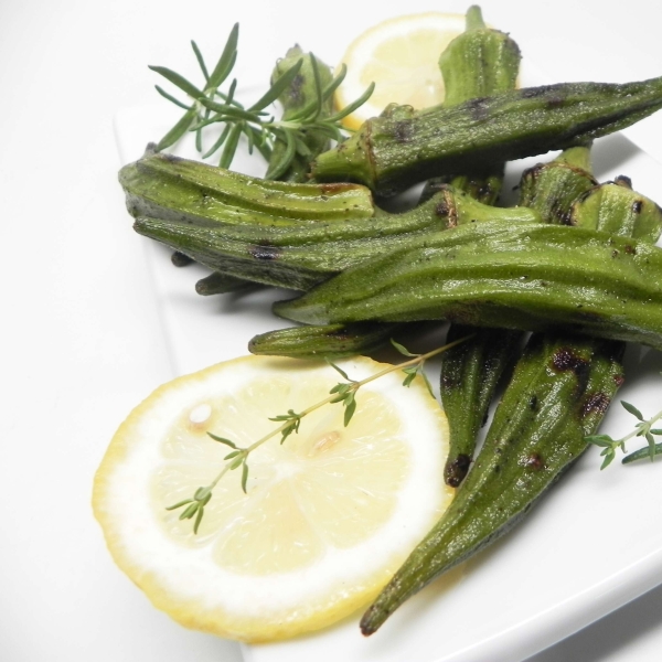 Lemony Grilled Okra
