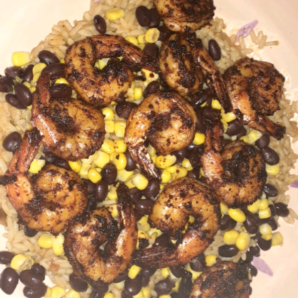 Grain Bowl with Blackened Shrimp, Avocado, and Black Beans