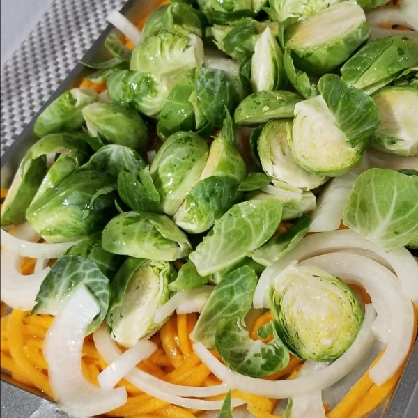 Chicken with Brussels Sprouts & Butternut Squash Skillet Dinner