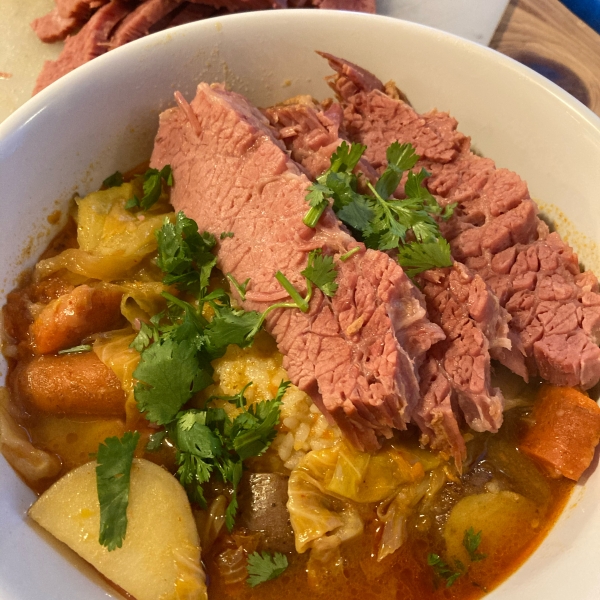 Coconut Milk Corned Beef and Cabbage