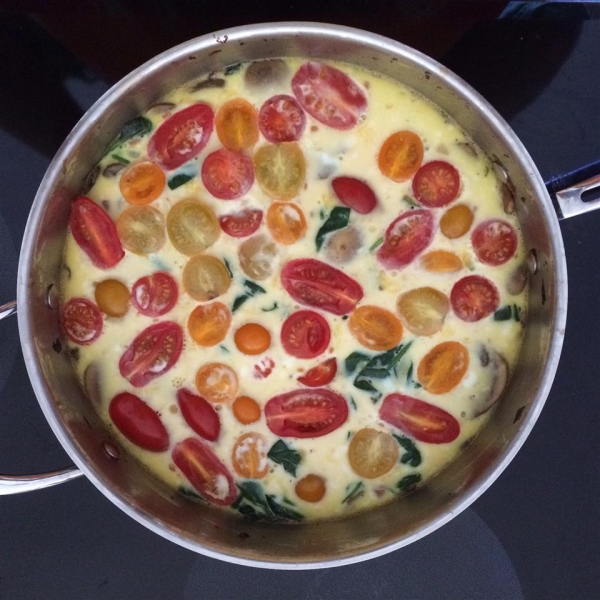 Garlicky Ham, Mushroom, and Spinach Frittata