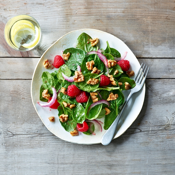 Walnut Raspberry Salad and Raspberry Vinaigrette